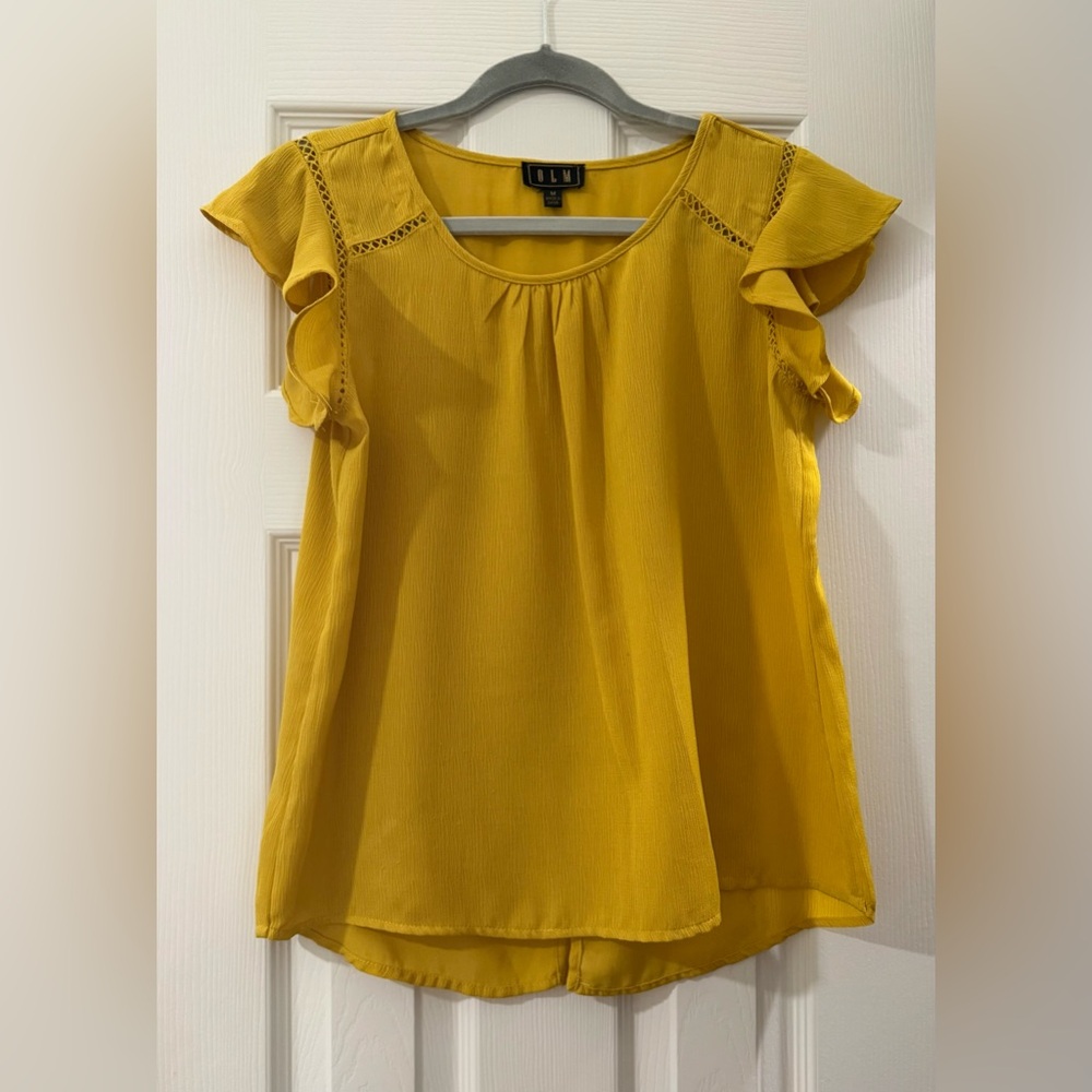 Women's Yellow Ruffle Sleeve Top